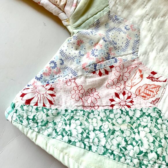 Handmade Baby Hooded Jacket Made from Vintage Quilts 0-3 month Dylan White Green - Picture 3 of 10